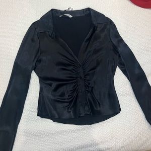 Zara Black silk button up